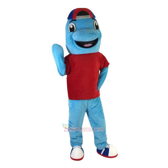 Sport Blue Dolphin Cartoon Mascot Costume