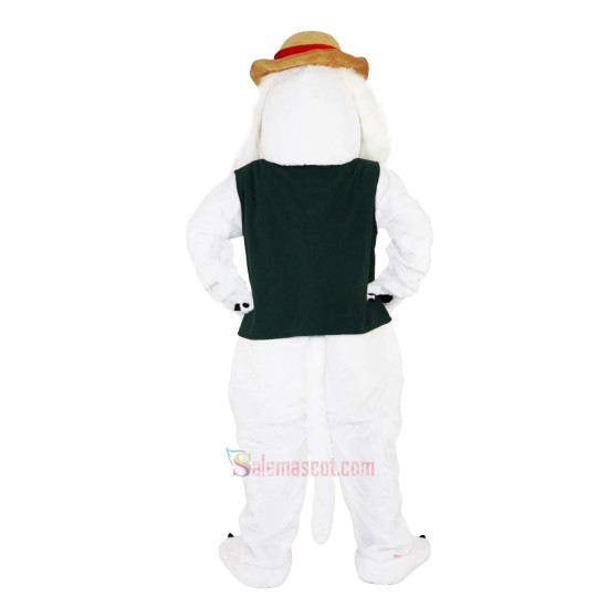 White Dog Hound Cartoon Mascot Costume