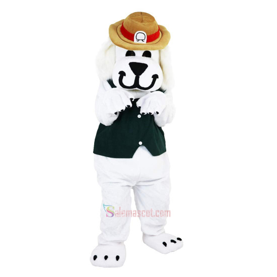 White Dog Hound Cartoon Mascot Costume