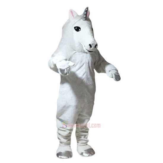 White Horse Unicorn Cartoon Mascot Costume