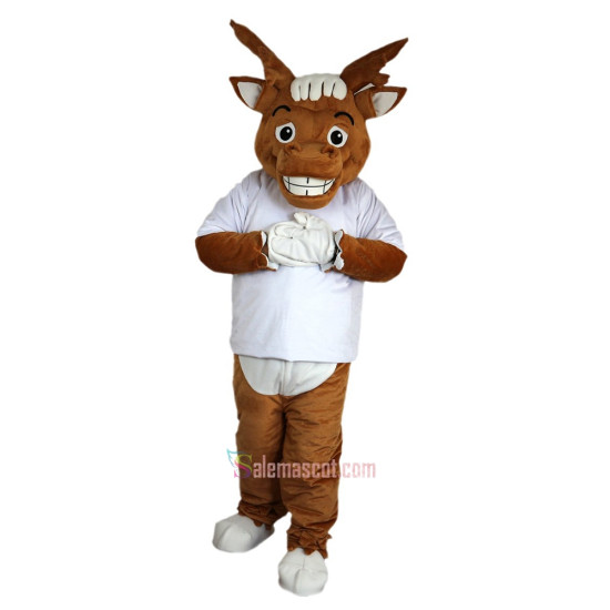 Yellow Brown Elk Moose Wapiti Cartoon Mascot Costume
